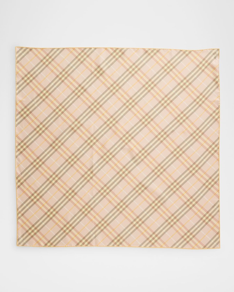 Check-Print Silk Scarf